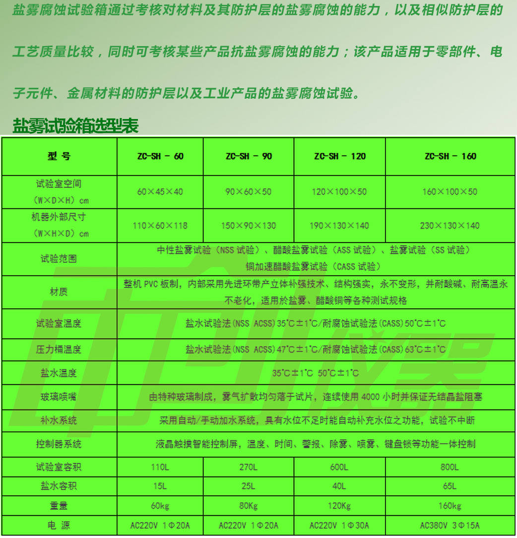 鹽霧試驗(yàn)箱詳細(xì)選型表